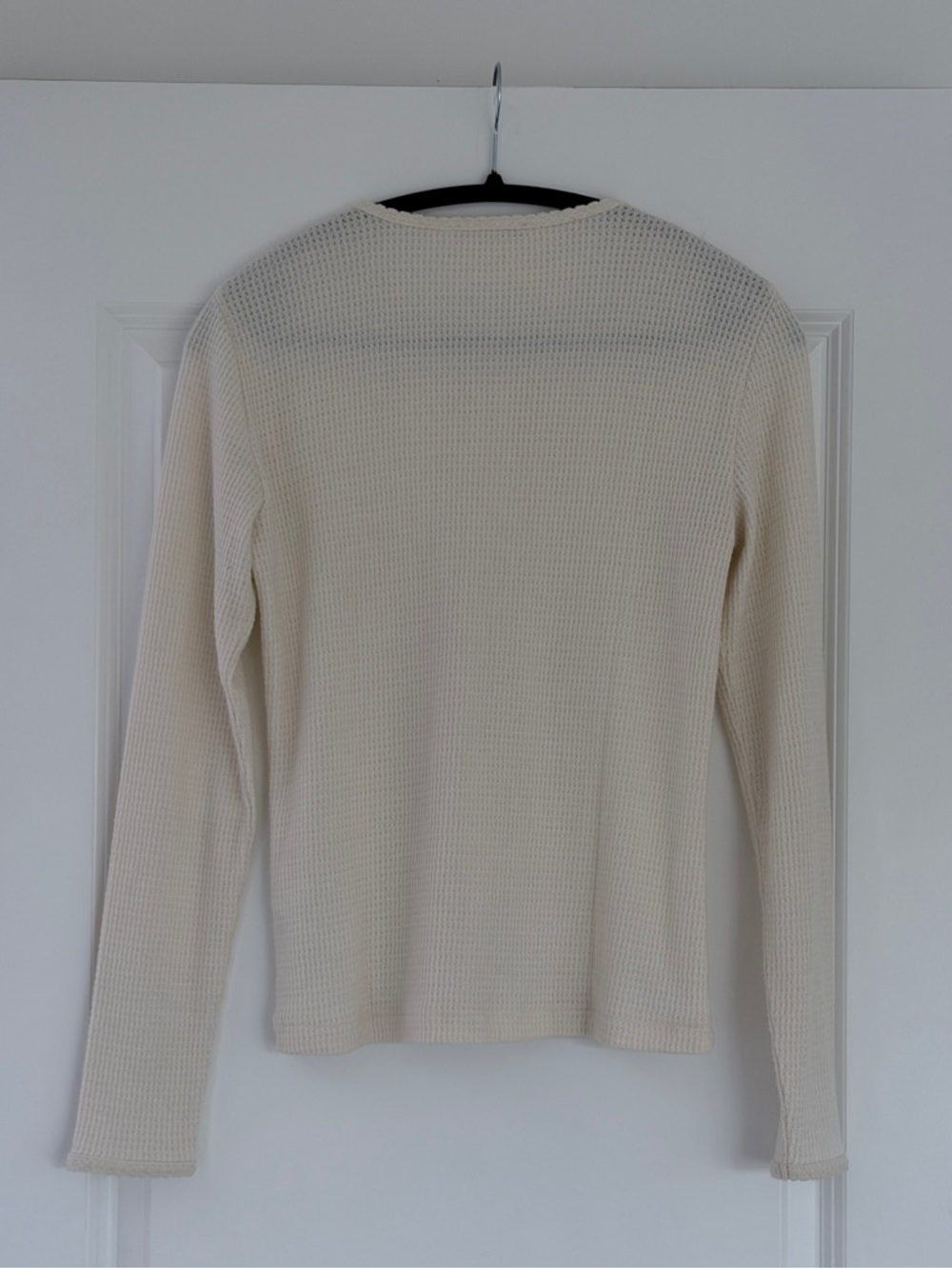 Madewell Cream Waffle Knit Button-Down Top - Picture 2 of 5